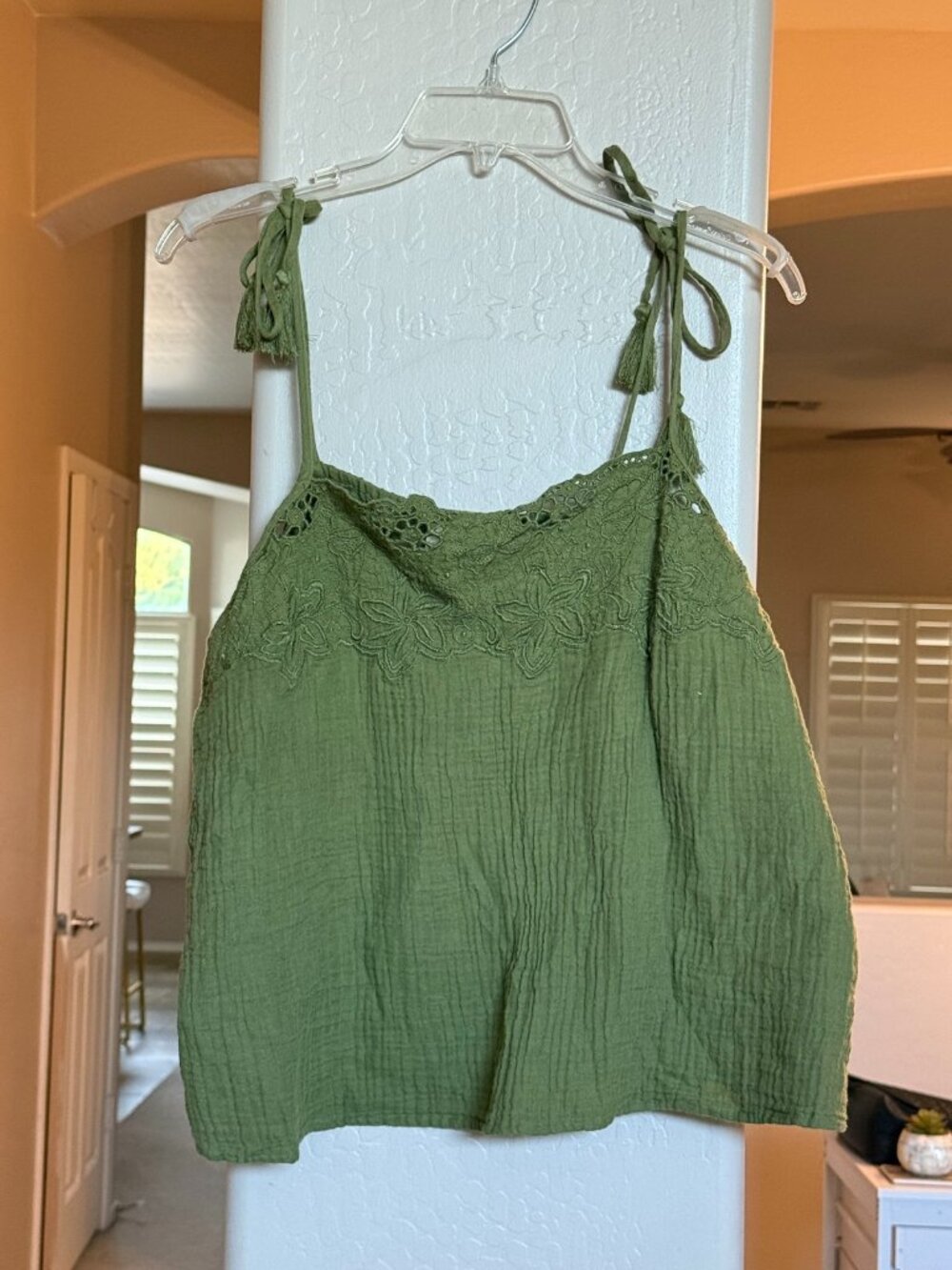 Olive Green Embroidered Cami Size XL